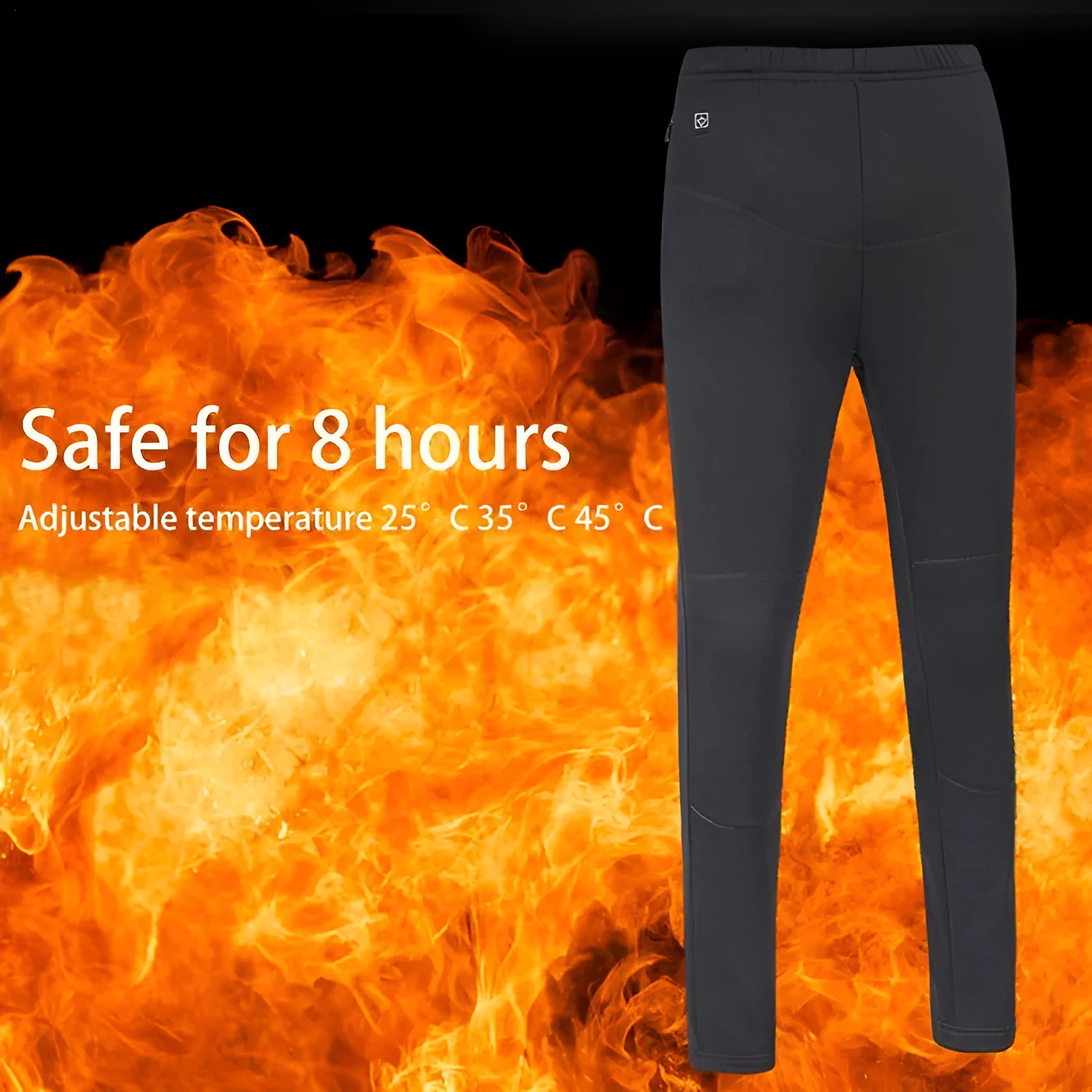 USB heated outdoor hiking winter sport thermal trousers for men, black cotton, three-speed heating control