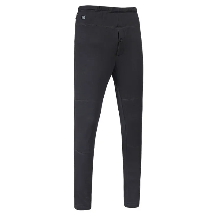 USB heated outdoor hiking winter sport thermal trousers for men, black cotton, three-speed heating control
