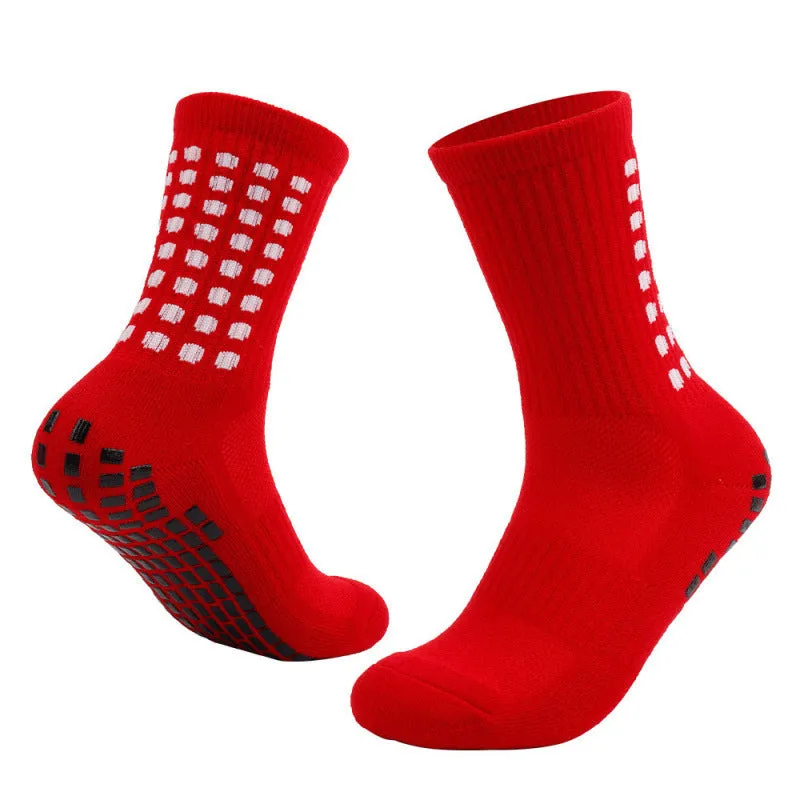 Breathable basketball socks with non-slip rubber studs sole, dot pattern, middle-calf length, available in seven colours