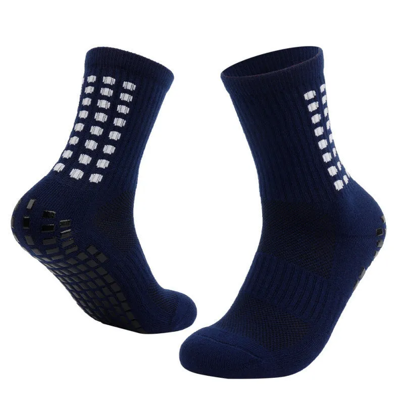 Breathable basketball socks with non-slip rubber studs sole, dot pattern, middle-calf length, available in seven colours