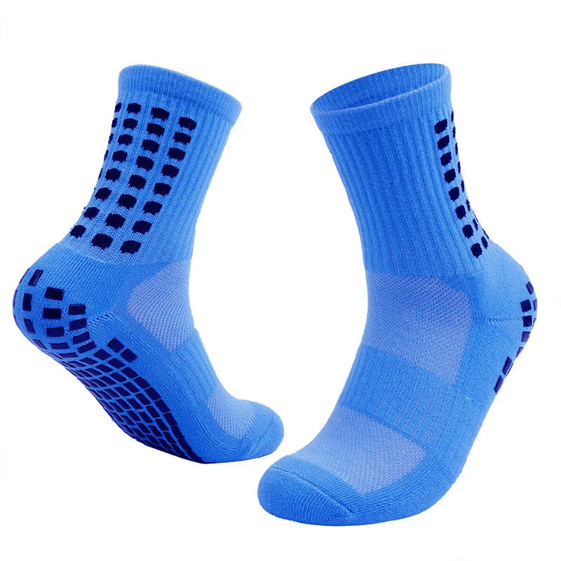 Breathable basketball socks with non-slip rubber studs sole, dot pattern, middle-calf length, available in seven colours