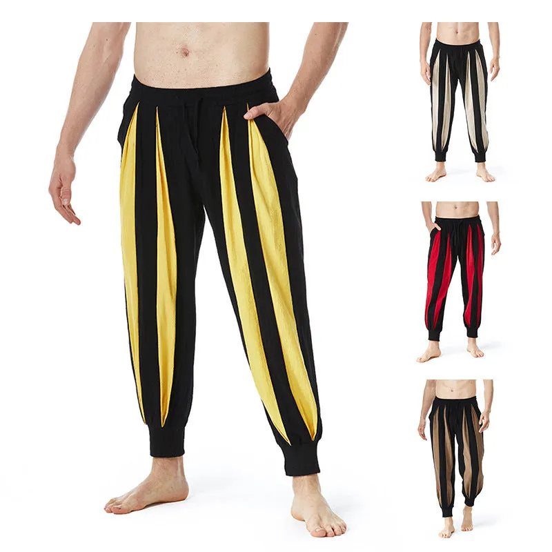 Men's straight-fit casual trousers in red, khaki, yellow, and brown colours for spring wear
