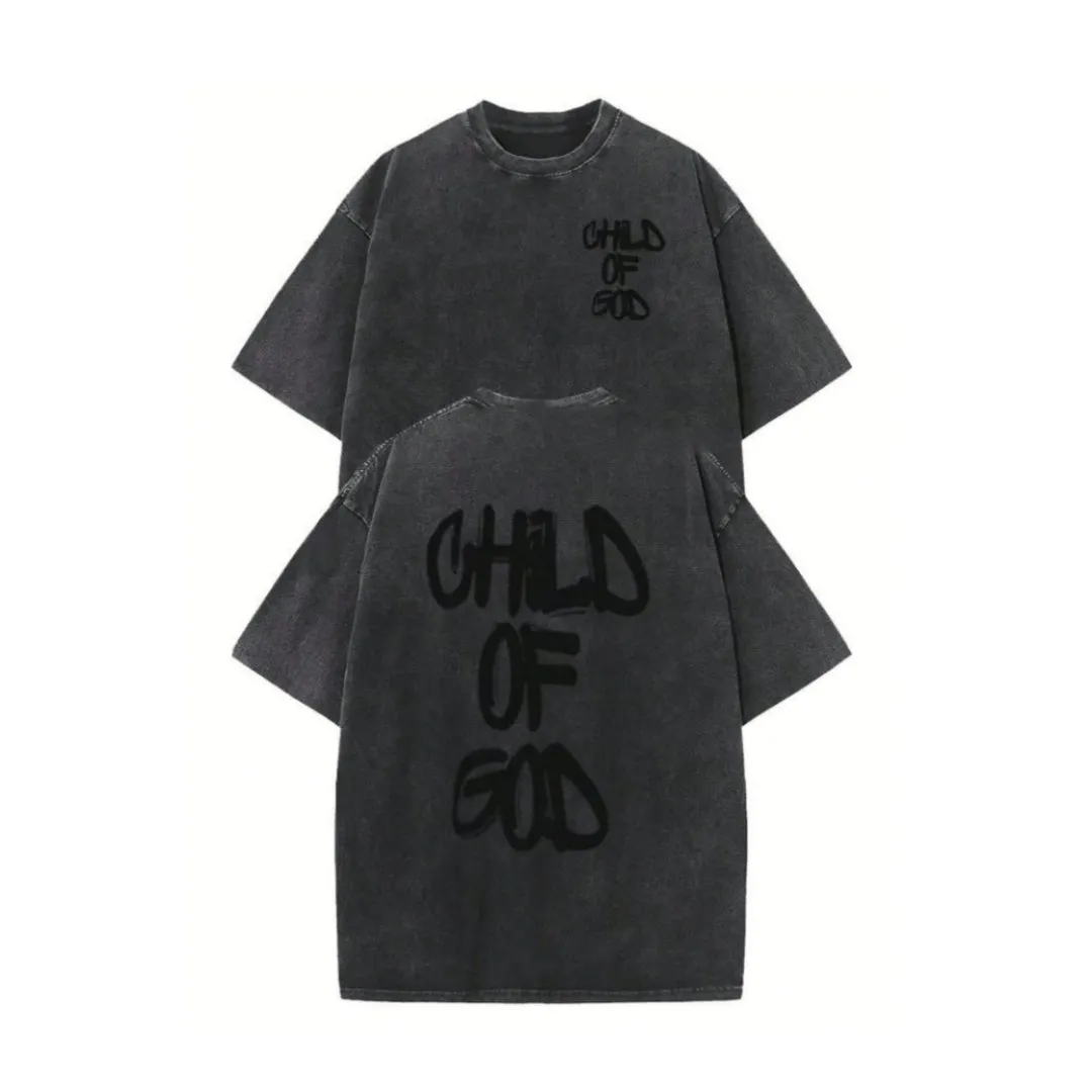 Men's 3D vintage printed round neck short sleeve casual sports T-shirt in black, loose fit