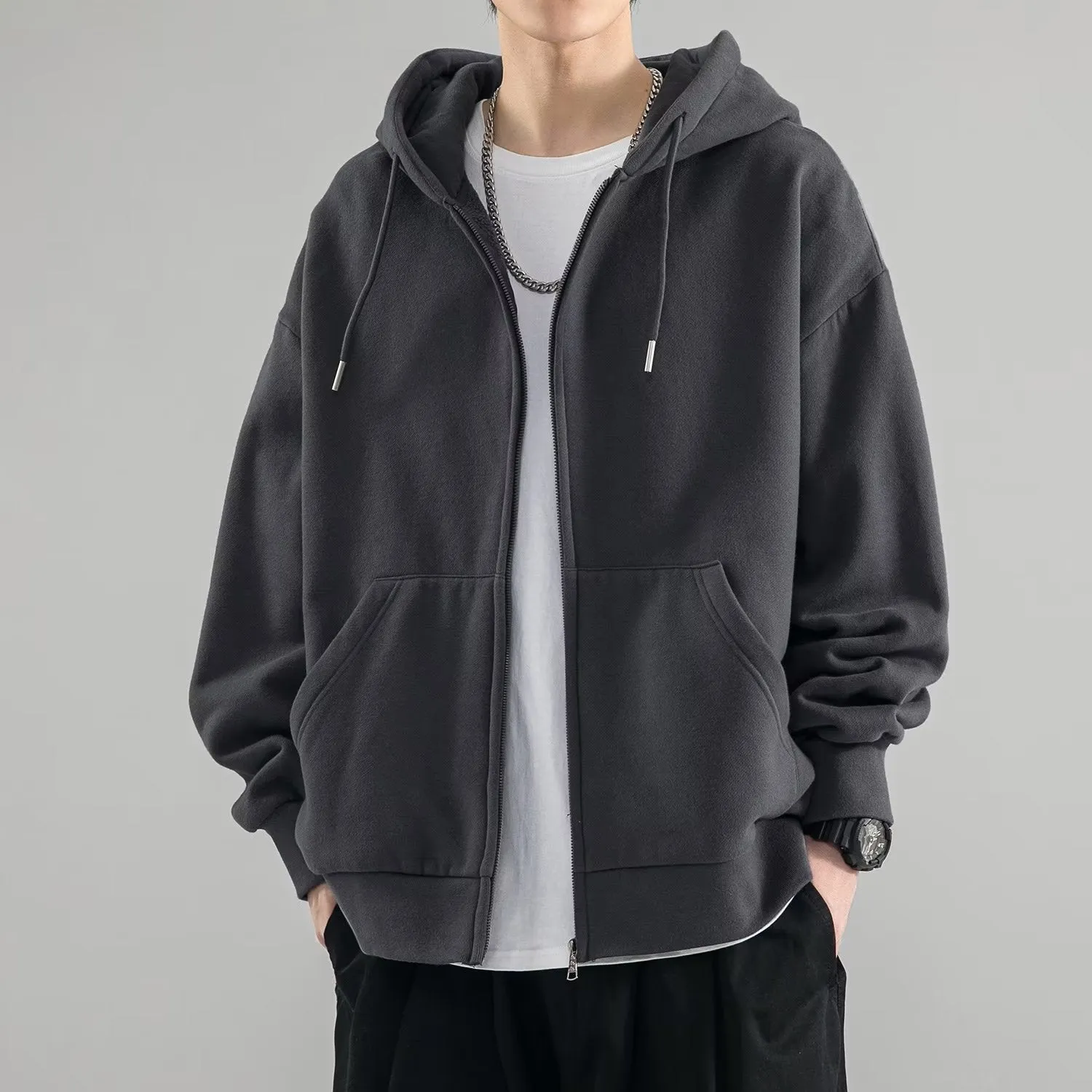 Boys hooded jacket in apricot, polyester fibre blend, sizes M to 5XL, sports leisure style