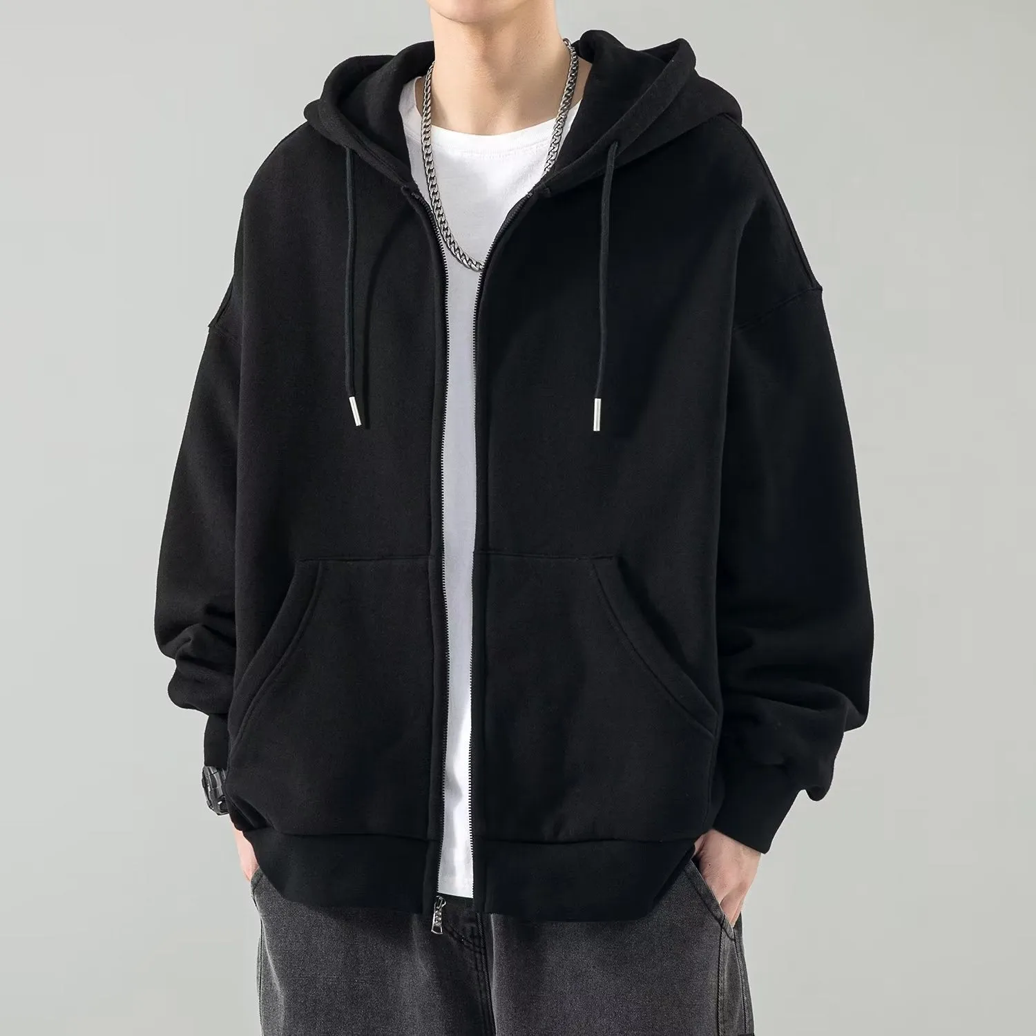 Boys hooded jacket in apricot, polyester fibre blend, sizes M to 5XL, sports leisure style