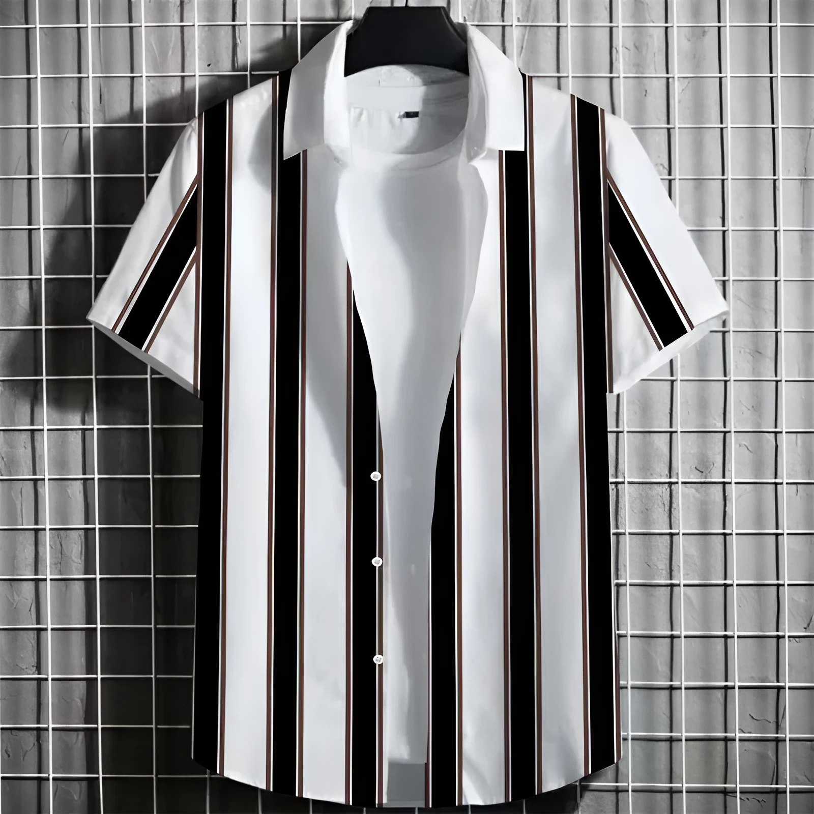 Men's striped linen T-shirt with 3D printed pattern in various colour options