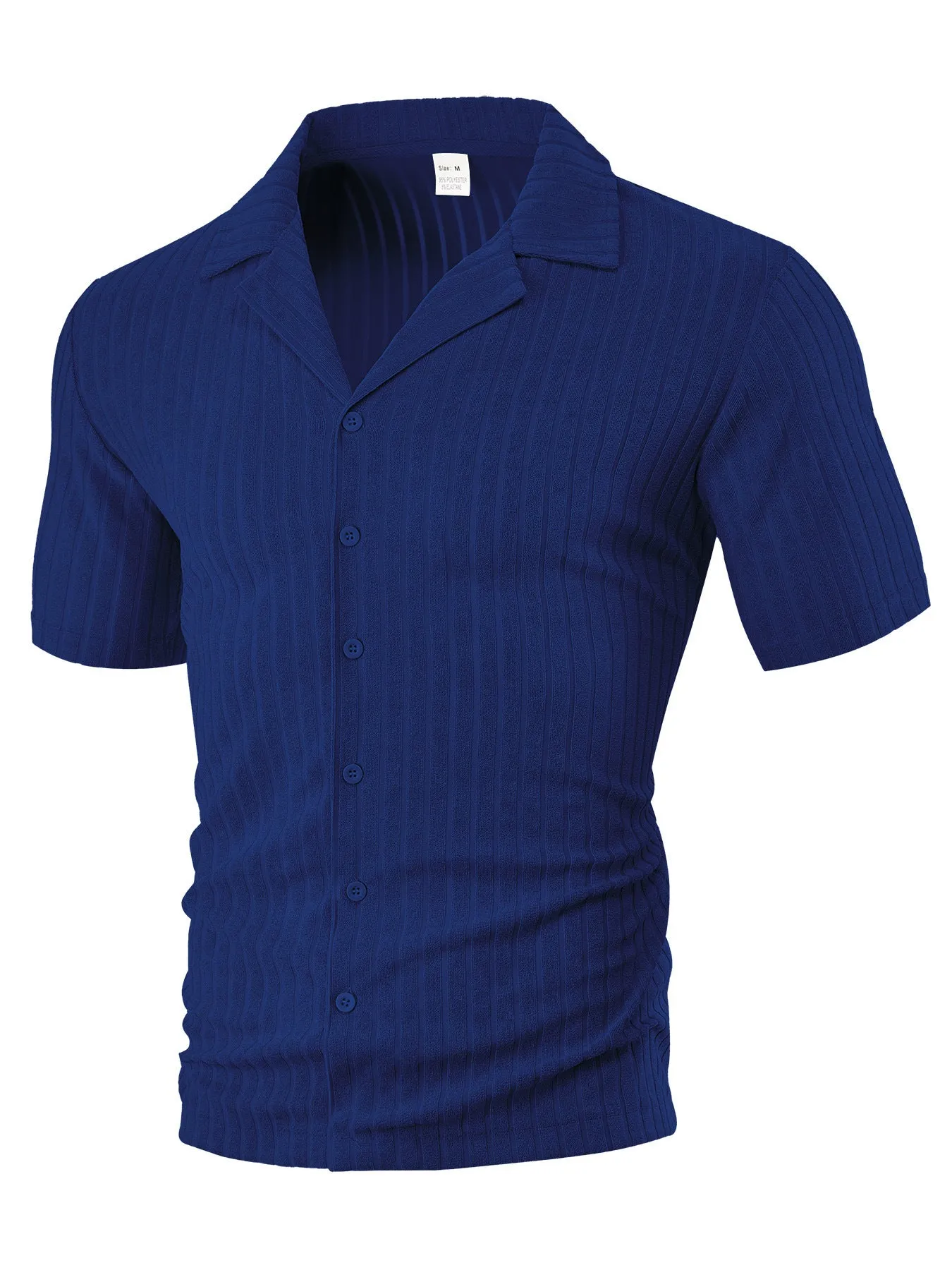 Men's loose casual short sleeve polyester cardigan in khaki lapel design on white background