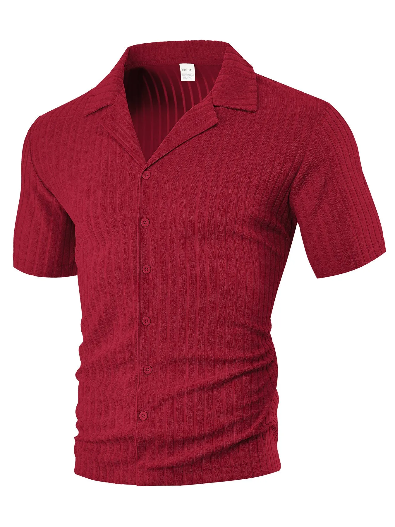 Men's loose casual short sleeve polyester cardigan in khaki lapel design on white background