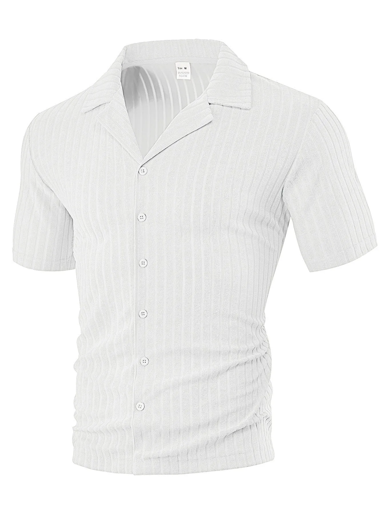 Men's loose casual short sleeve polyester cardigan in khaki lapel design on white background