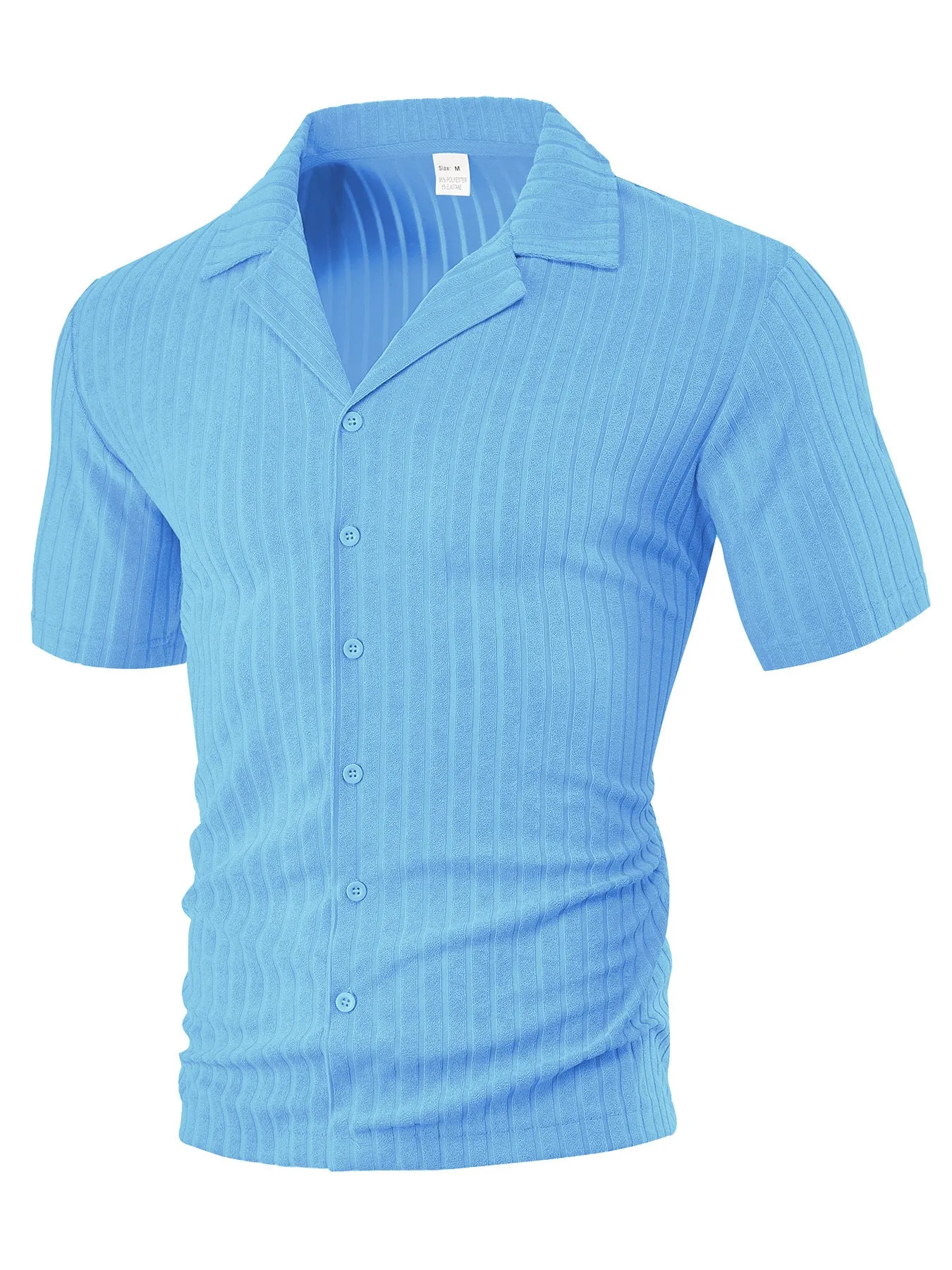 Men's loose casual short sleeve polyester cardigan in khaki lapel design on white background