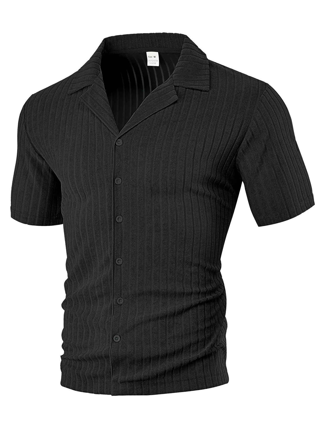 Men's loose casual short sleeve polyester cardigan in khaki lapel design on white background