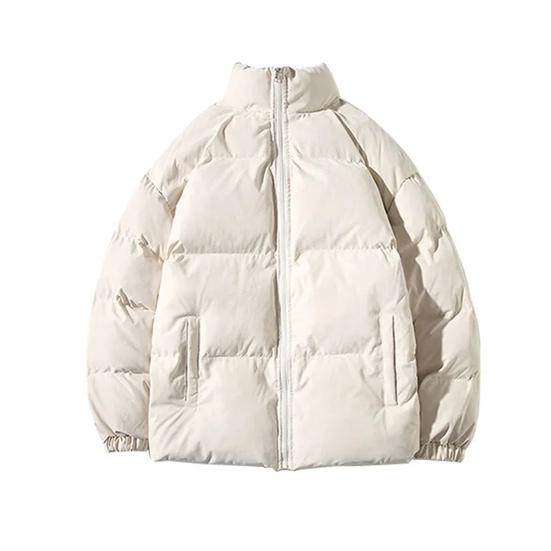 Men's casual solid colour thick padded coat with zipper closure, cotton filling, loose fit, shown in grey