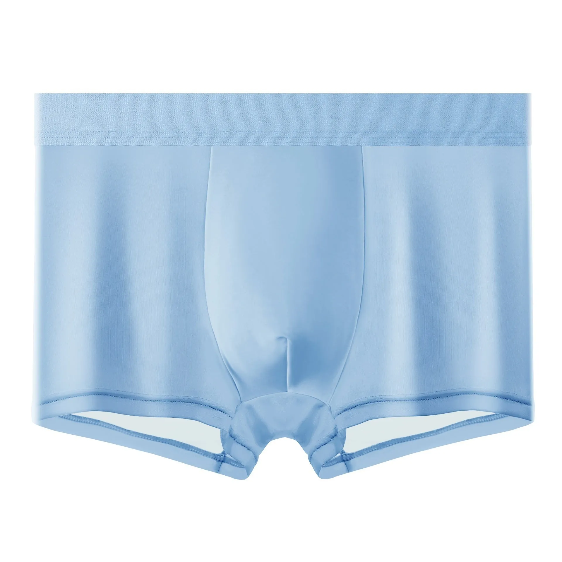 Men's flat-cut ice silk shorts in solid colour, plain weave fabric, size L to 4XL, front view