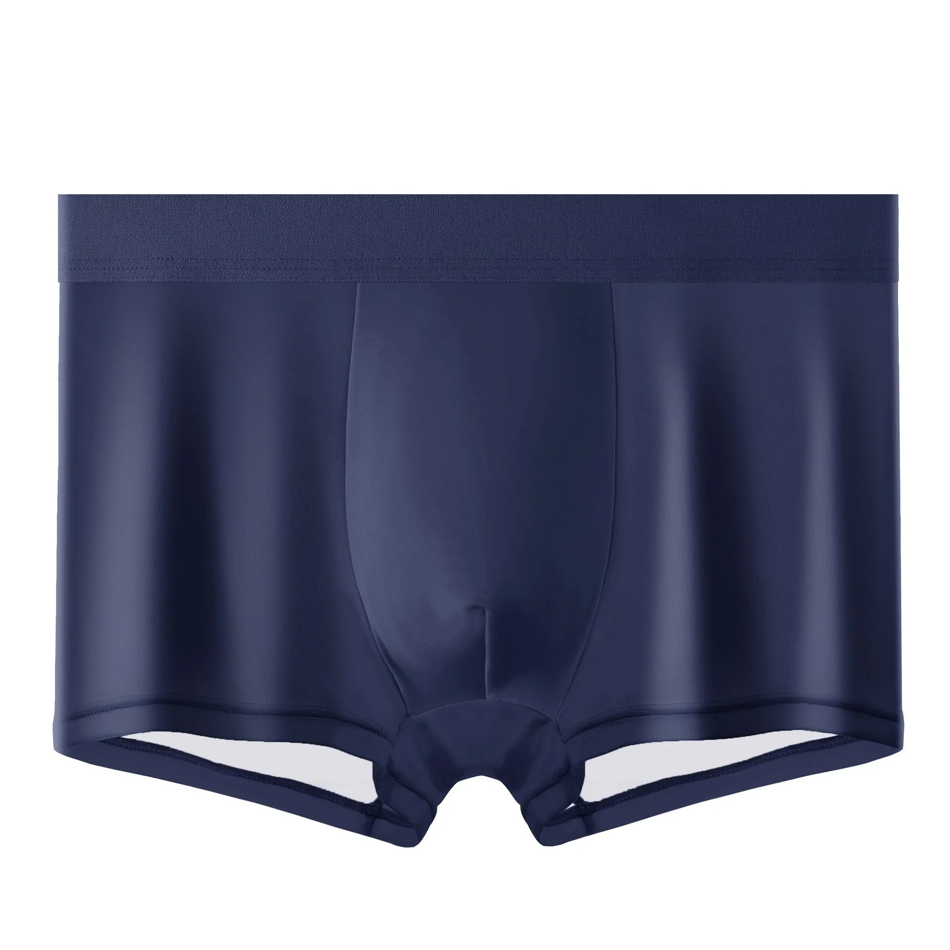 Men's flat-cut ice silk shorts in solid colour, plain weave fabric, size L to 4XL, front view
