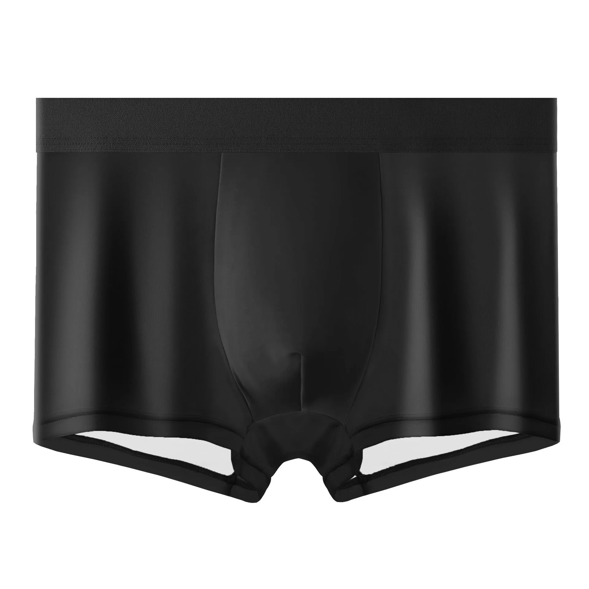 Men's flat-cut ice silk shorts in solid colour, plain weave fabric, size L to 4XL, front view