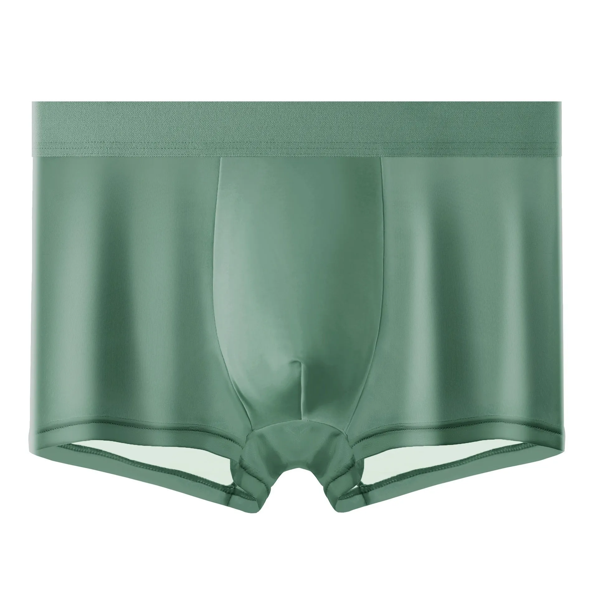 Men's flat-cut ice silk shorts in solid colour, plain weave fabric, size L to 4XL, front view