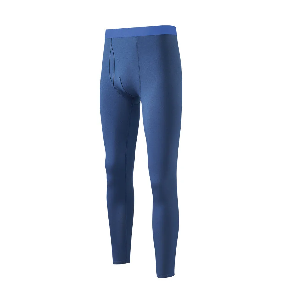 Men's seamless thermal cotton leggings in Olive Green single-layer solid colour anti-static antibacterial warm base layer
