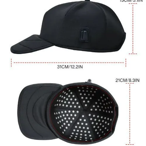 Black red light therapy cap for hair growth with infrared LEDs