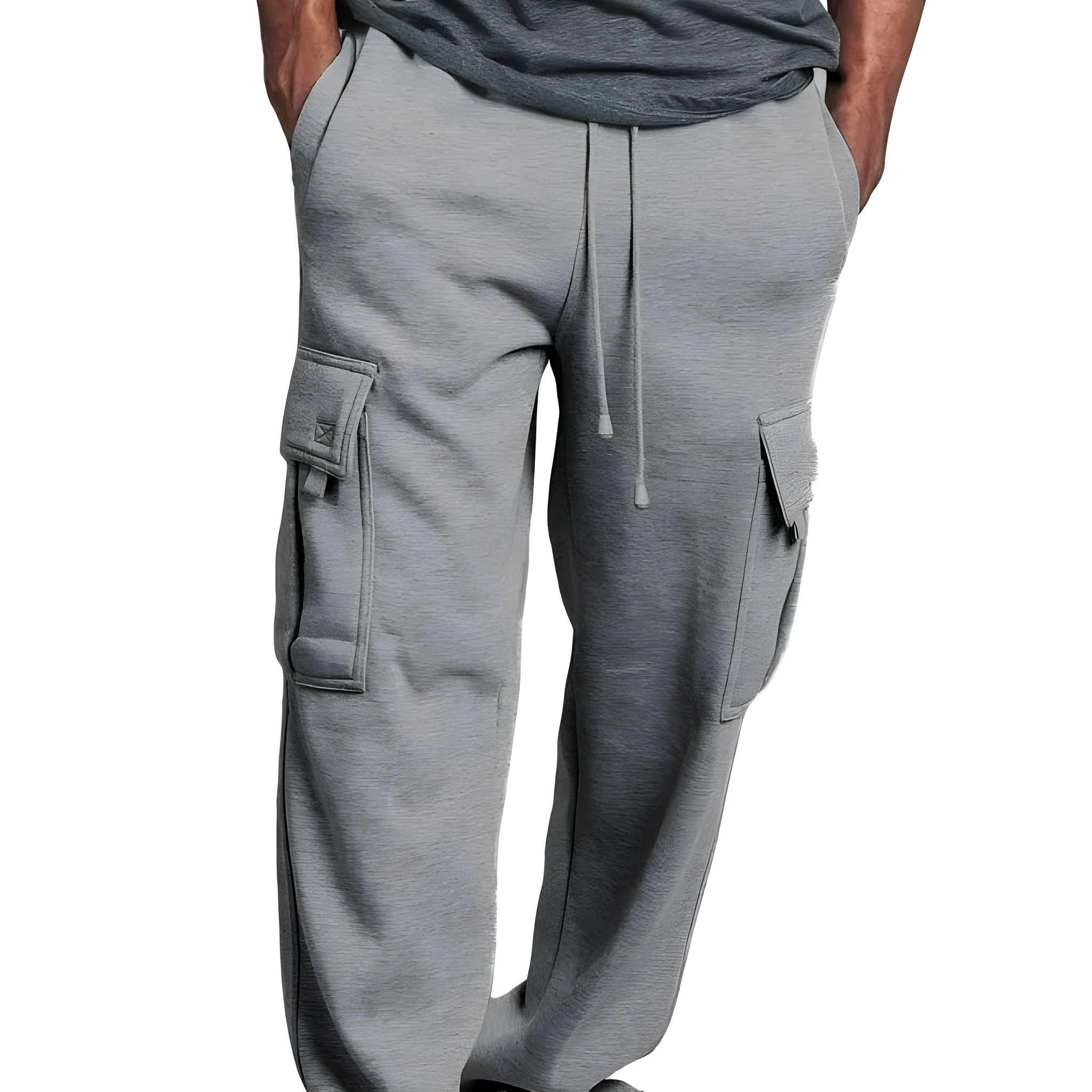 Casual multi-pocket loose straight-leg overalls in white, black, dark gray, light gray, army green, and red