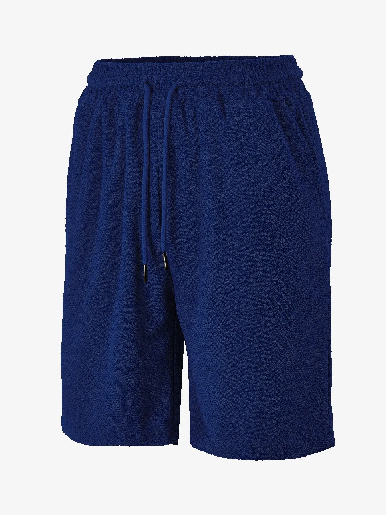 Men's loose fit towel jacquard casual shorts in khaki showing textured fabric and relaxed leg opening for summer