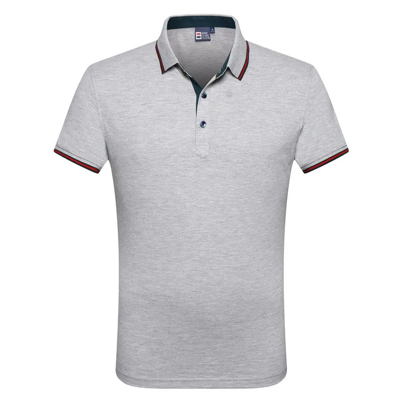 Short sleeved summer business polo shirt in cotton and pure silk blend, available in seven colours
