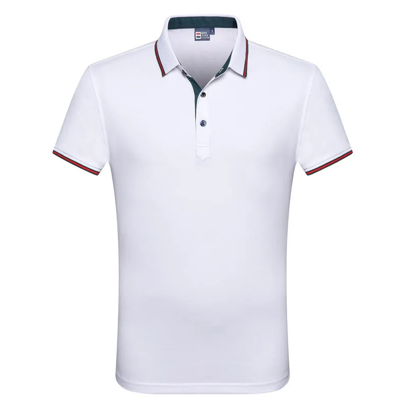 Short sleeved summer business polo shirt in cotton and pure silk blend, available in seven colours