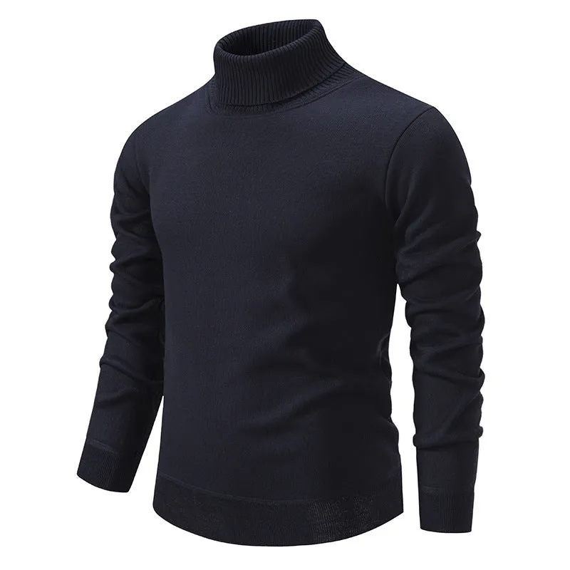 Men's velvet thickening turtleneck sweater in loose fit pullover style, available in multiple colours for autumn and winter