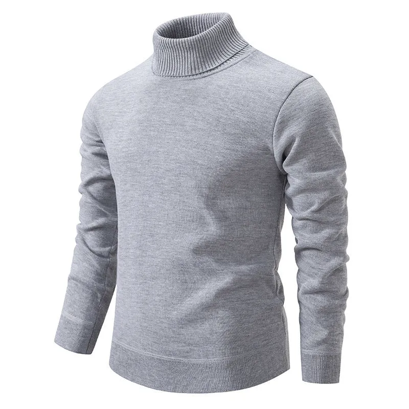 Men's velvet thickening turtleneck sweater in loose fit pullover style, available in multiple colours for autumn and winter