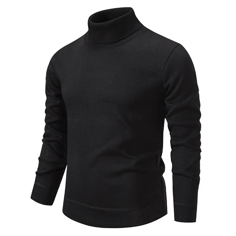 Men's velvet thickening turtleneck sweater in loose fit pullover style, available in multiple colours for autumn and winter