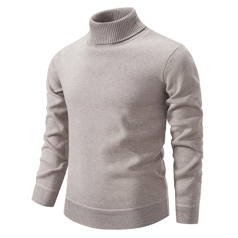 Men's velvet thickening turtleneck sweater in loose fit pullover style, available in multiple colours for autumn and winter