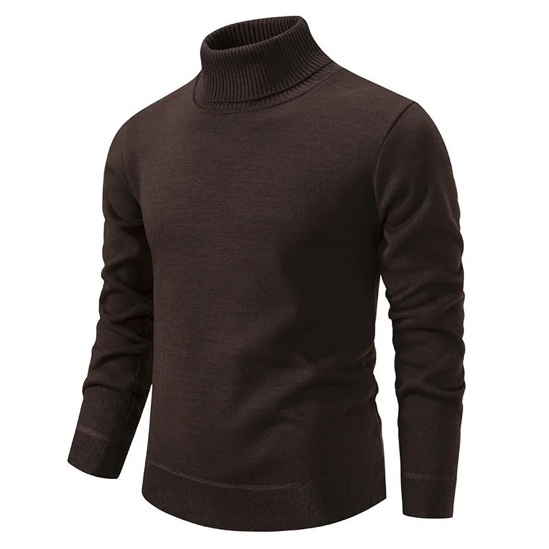 Men's velvet thickening turtleneck sweater in loose fit pullover style, available in multiple colours for autumn and winter