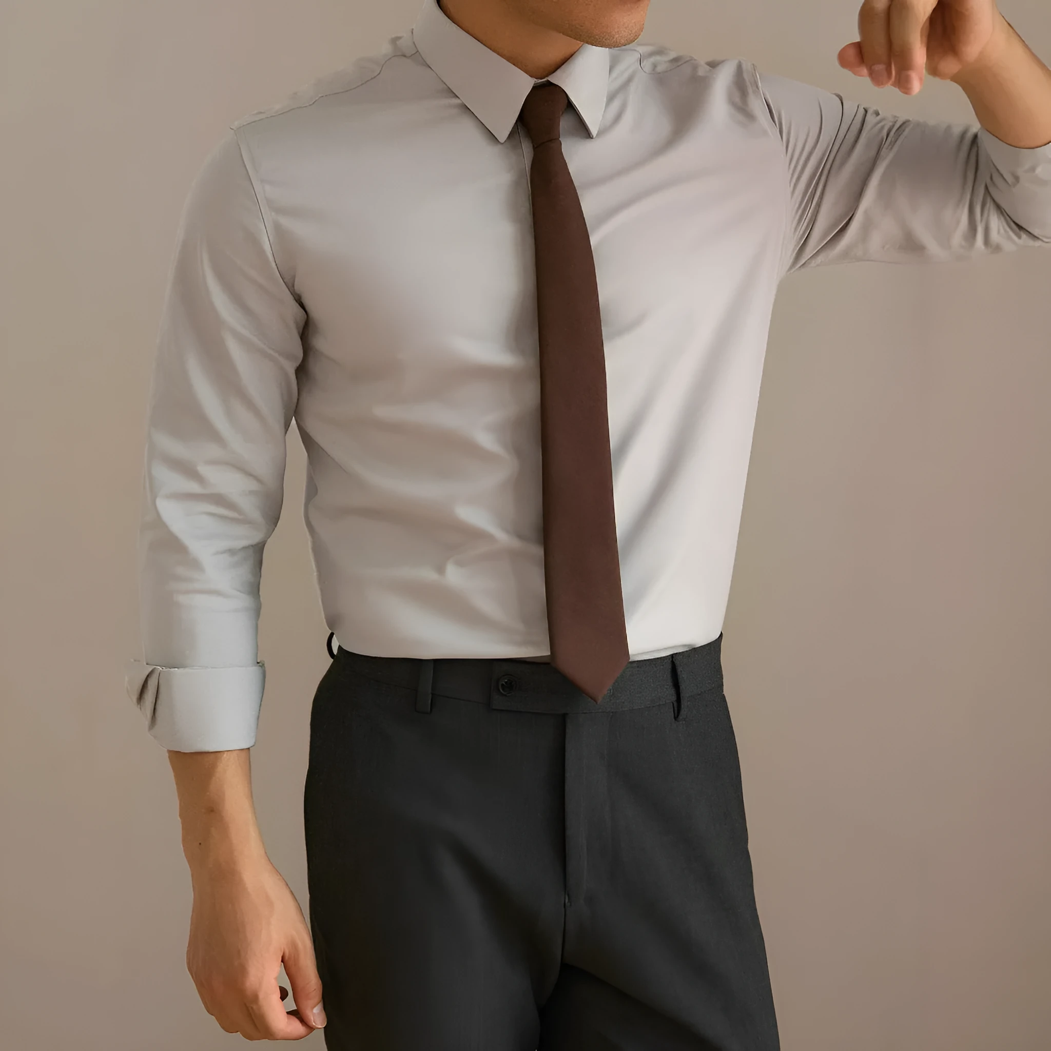 Men's ironing free long sleeve shirt in solid colour polyester, available in multiple colours and sizes M to 6XL