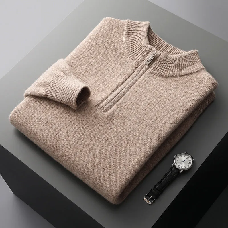 Men's business casual pullover top in camel colour – thickened construction, pullover style, S to XXXL sizes