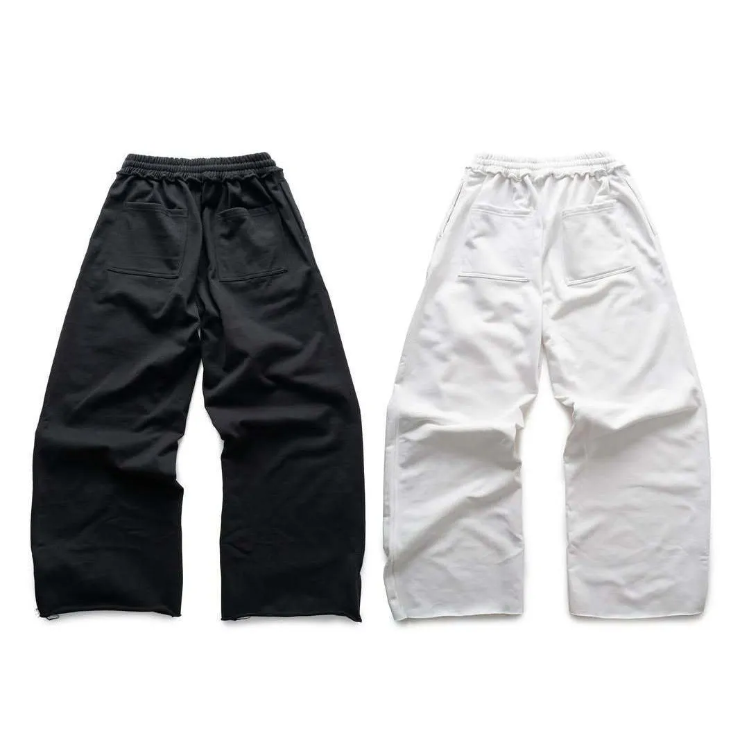 Design printing men's smart trousers in black, loose fit polyester with mid waist and micro elasticity