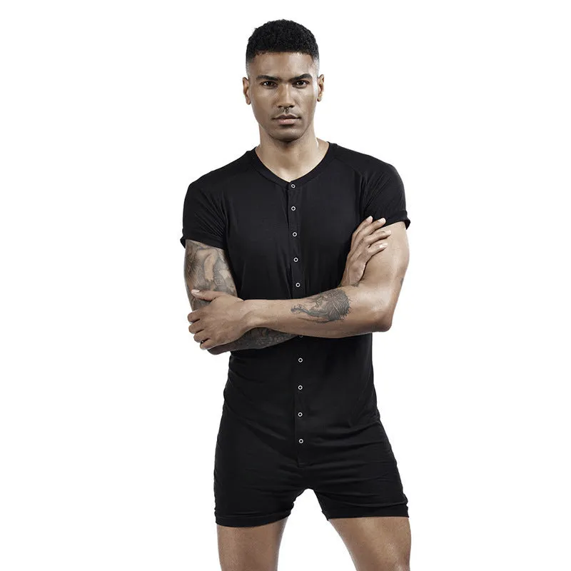 Men's polyester solid colour sports vest one-piece jumpsuit in grey