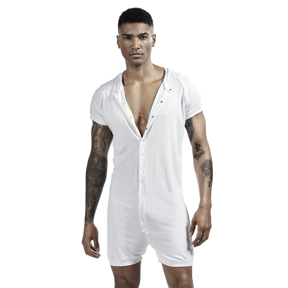 Men's polyester solid colour sports vest one-piece jumpsuit in grey