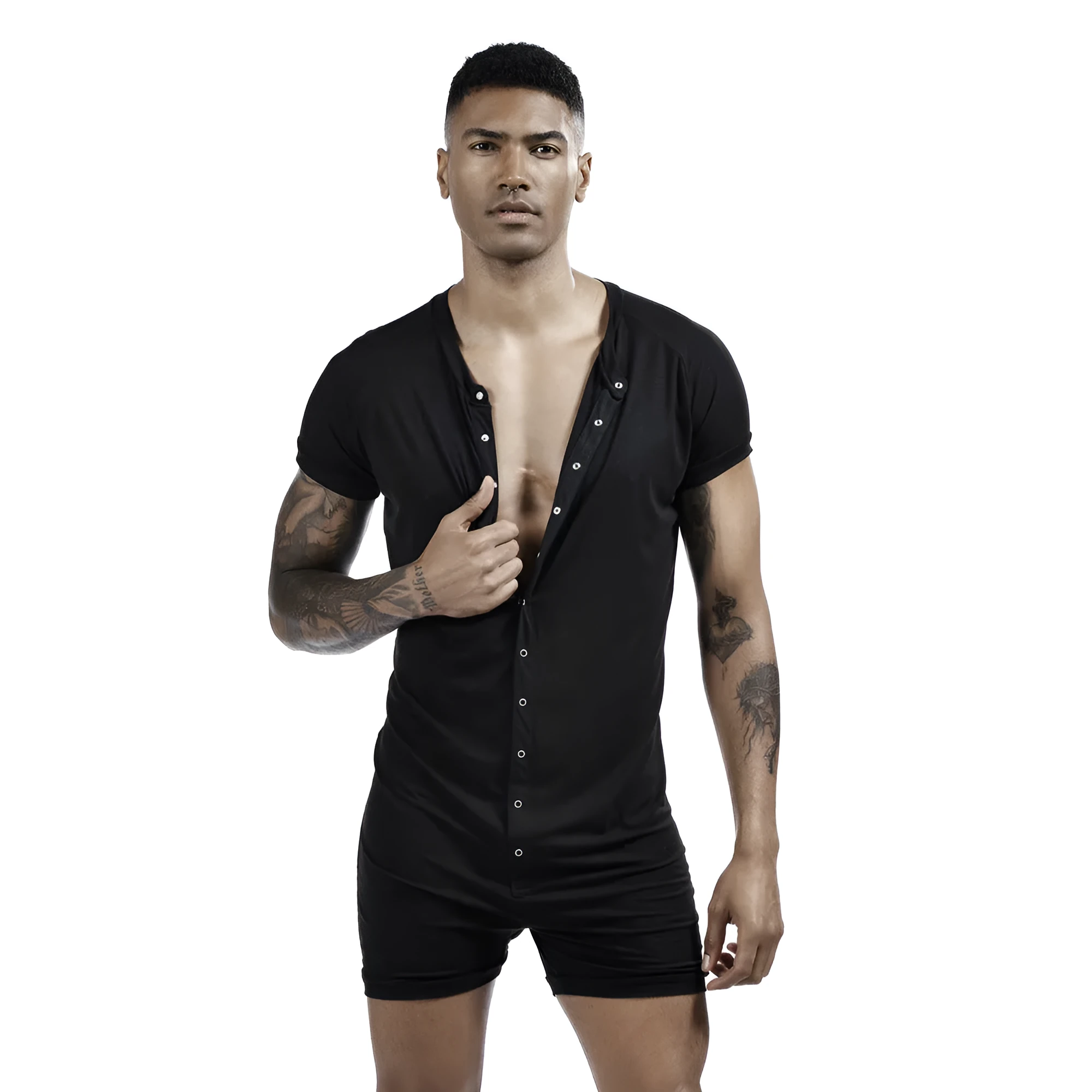 Men's polyester solid colour sports vest one-piece jumpsuit in grey
