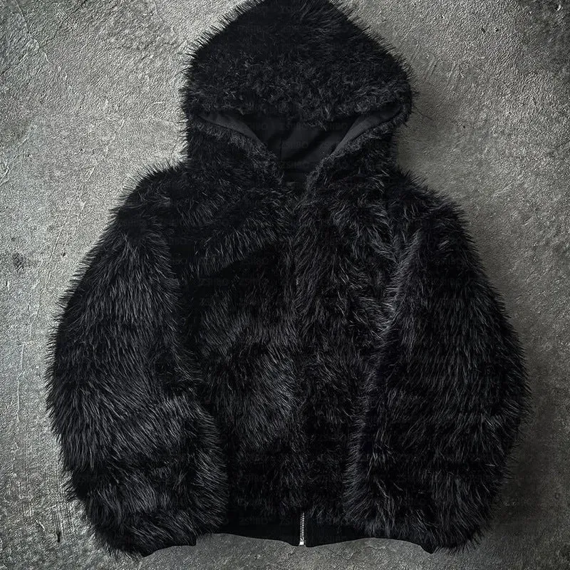 Unisex loose fit casual coat in solid black or white colour, shown with long sleeves and cardigan style.