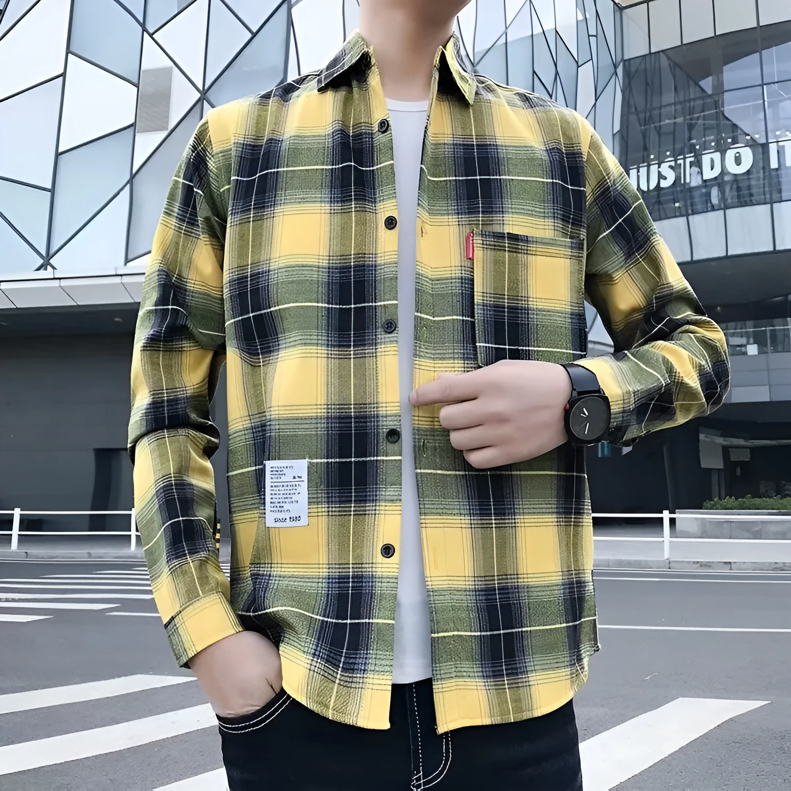 Men's Warm Thickened Cotton Cardigan Plaid Shirt Korean Slim Fit Coat Trendy Handsome for Leisure Wear in Multiple Colours and Sizes M-3XL