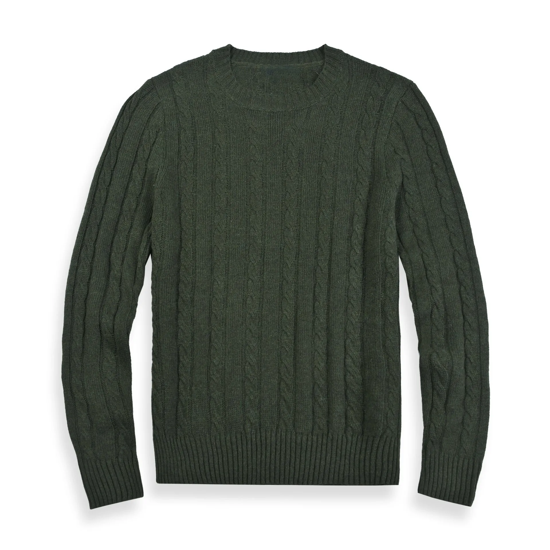 Cotton fleece-lined hooded sweater for men and women in army green with hood and long sleeves