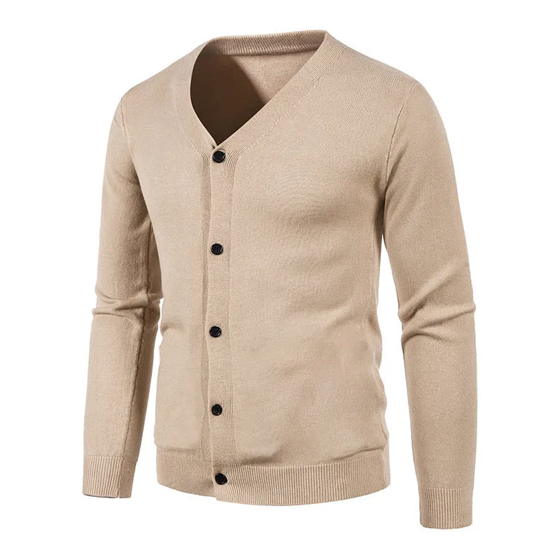 Men's V-neck cardigan sweater in slim fit knitwear, autumn long sleeve, available in multiple colours and sizes up to 5XL