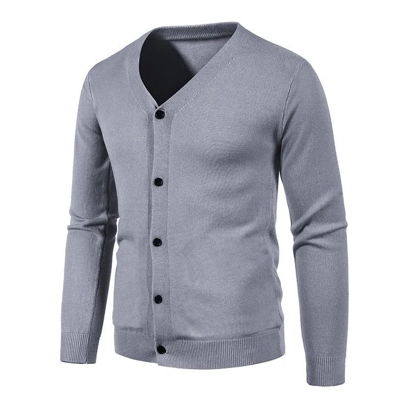 Men's V-neck cardigan sweater in slim fit knitwear, autumn long sleeve, available in multiple colours and sizes up to 5XL