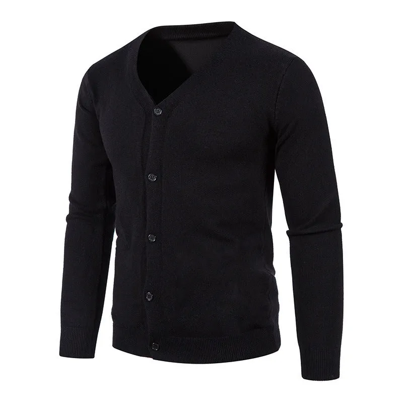 Men's V-neck cardigan sweater in slim fit knitwear, autumn long sleeve, available in multiple colours and sizes up to 5XL
