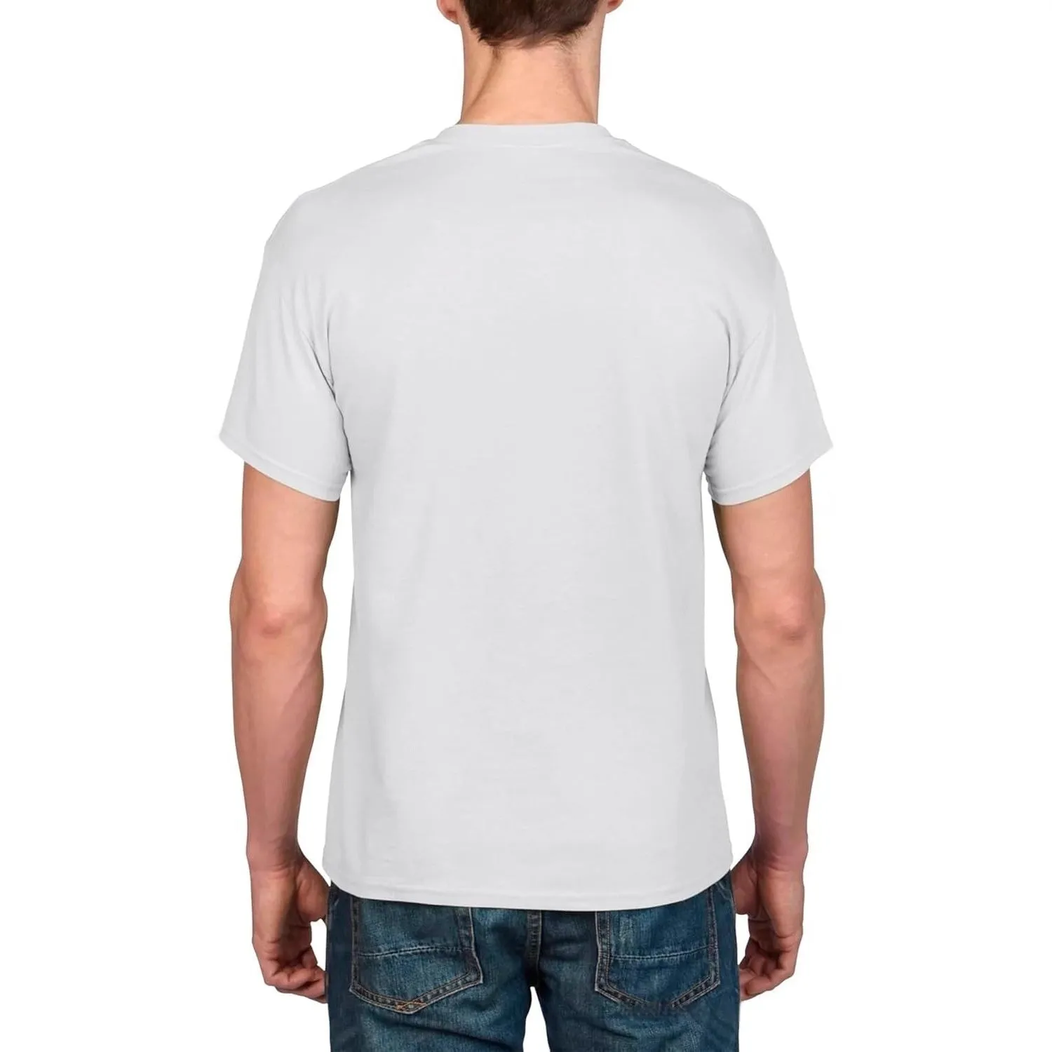 Unisex white cotton short sleeve crew neck t-shirt with letter print graphic, loose fit