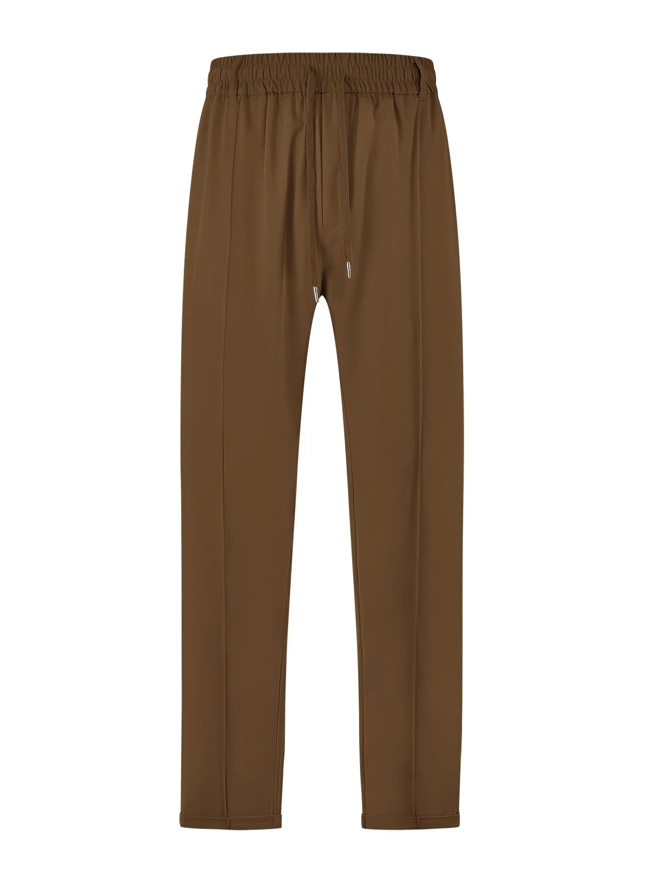 Men's high-waist drawstring casual trousers in cotton-like polyester fabric, available in six colours