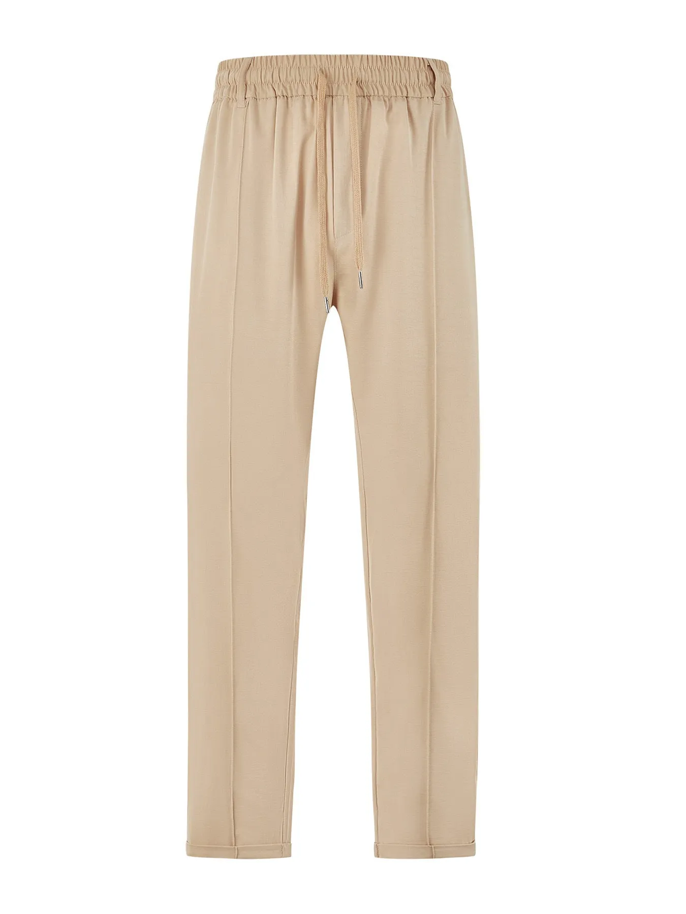 Men's high-waist drawstring casual trousers in cotton-like polyester fabric, available in six colours