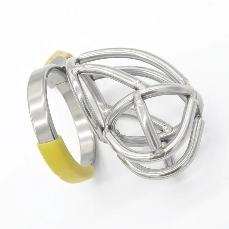 Men's stainless steel metal chastity device with four snap ring size options