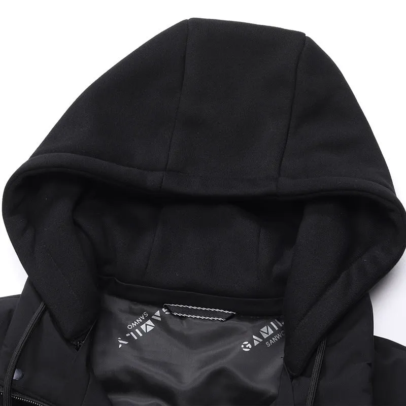 Men's fashion vest sleeveless down jacket in black, high-waist cut, acrylic fabric
