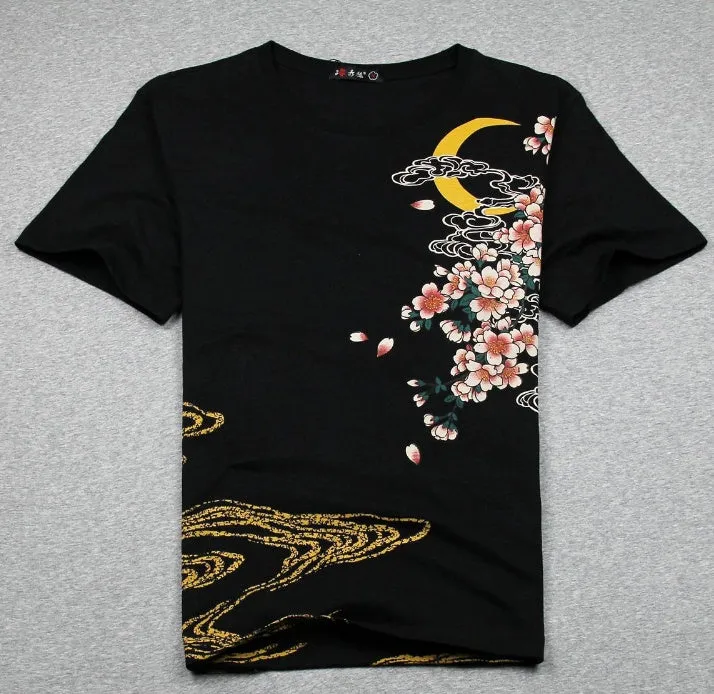 Black embroidered cotton t-shirt for casual wear available in sizes L M XL XXL