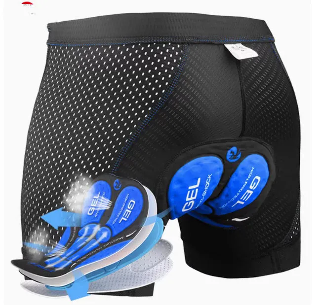 Men's breathable black cycling shorts for road and mountain biking, multi-size